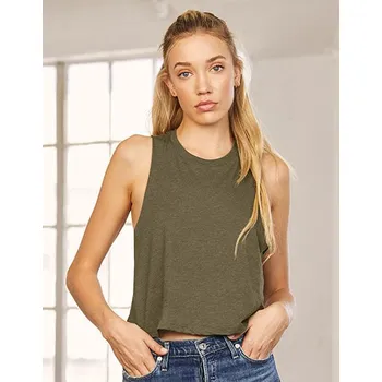 Dámské oblečení Bella Dámské zkrácený tank Racerback Barva: Olivová, Velikost: S G_BL6682