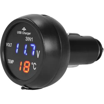 Tester autobaterie CARMOTION (POLAND) | Voltmetr digitální s teploměrem a USB 2,1Ah, 58711
