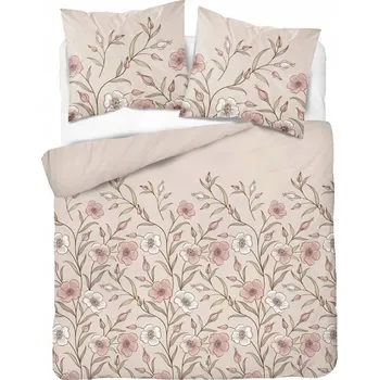 Povlečení Povlečení flanelové 220x200 KVĚTY béžové, silná flanel 160 g