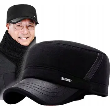 Čepice ZIMNÍ ČEPICE S KŠILTEM A SKLÁDACÍMI NÁUŠNÍKY - TEPLÁ PRO SENIORY NA ZIMU