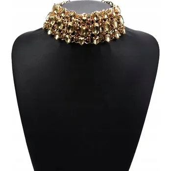 Náhrdelník Zlatý CHOKER šampaňské zirkony skvělá kvalita ELEGANTNÍ efektní na PLES