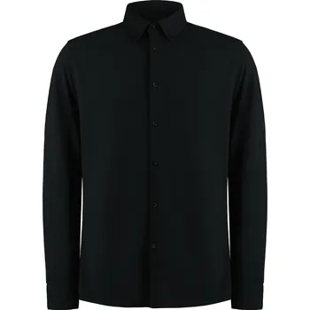Pánská košile Kustom Kit Košile Tailored Fit Superwash® 60o Pique s dlouhým rukávem Barva: black, Velikost: M (40) G_K143