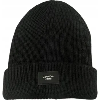 Čepice Calvin Klein zimní čepice beanie černá, univerzální velikost