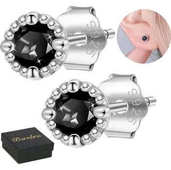 Náušnice Stříbrné náušnice RYZOST 925 s černými zirkony Tužka STŘÍBRO Dámské