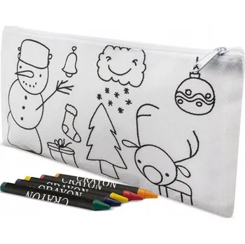 Penál Školní penál k vybarvování VÁNOČNÍ MIKULÁŠ pro děti + pastelky VÁNOCE