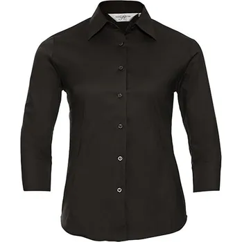 Russell Collection Dámská L/S vypasovaná košile Easy Care Barva: chocolate, Velikost: XS G_Z946F