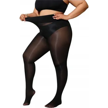 Dámské punčochy Carezza Lesklé černé Punčocháče s širokou gumou NERO 80DEN, velikost 7/8