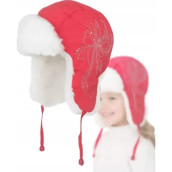 Čepice W146B DĚTSKÁ ZIMNÍ ČEPICE S ČEPICE ČERVENÁ