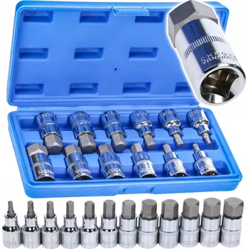 Klíč IMBUSOVÉ KLÍČE NÁSTRČNÉ HEX H5-H22 S HLAVICÍ 1/2" 55 mm Cr-V 12 ks