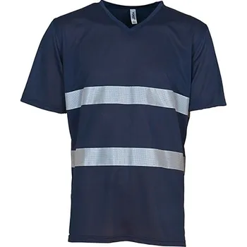 Pánské tričko YOKO Hi-Vis Top Cool Super lehké tričko s výstřihem do V Barva: navy, Velikost: 3XL G_YK910