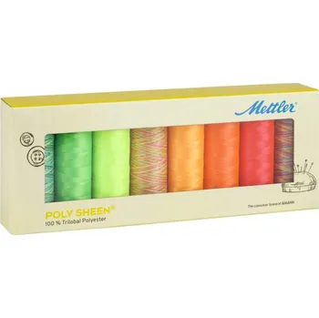 Nit Sada vyšívacích nití POLY SHEEN 40 METTLER (8x200m) MULTI neon