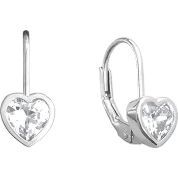 Náušnice Stříbrné náušnice srdíčka se zirkony,
