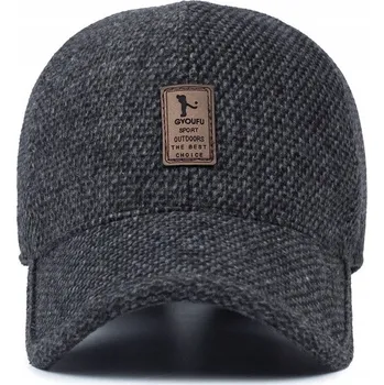 Čepice Pánská zimní čepice s klapkami na uši a kšiltem, černá, teplá a pohodlná 2 v 1