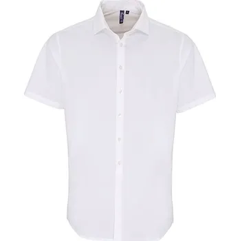 Pánská košile Premier Workwear Pánská bavlněná popelínová košile Stretch Fit s krátkým rukávem Barva: white, Velikost: XXL G_PW246