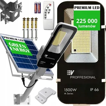 Venkovní osvětlení SOLÁRNÍ LAMPA LED VÝKONNÁ 1500W SE SENZOREM SOUMRAKU A POHYBU + DÁLKOVÉ OVLÁDÁNÍ