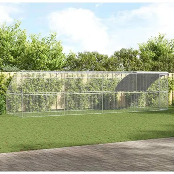 vidaXL Klec na kuřata 4 pcs Stříbrná 800 x 200 x 200 cm Ocel a PE [3368324]