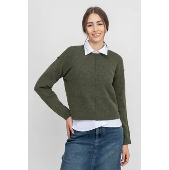 Dámský svetr Vero Moda svetr s ozdobnými švy Besti khaki Velikost: M