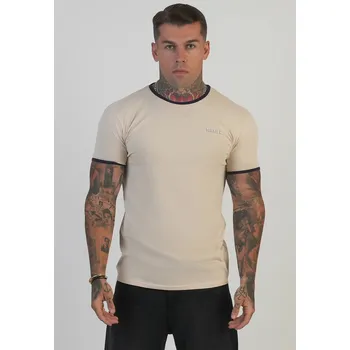 SikSilk ecru–navy ringer tričko Muscle Fit Velikost: XXL