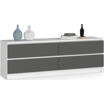 Dětská skříň KOMODA K160 4SZ CLP PK BÍLÁ / ŠEDÁ