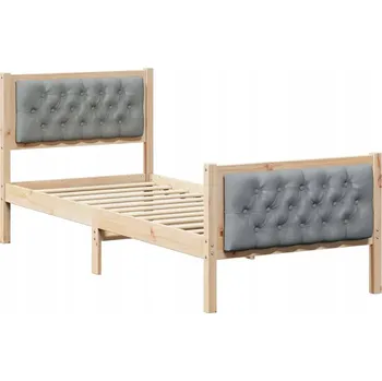 Postel Rám postele s čelo Světle šedá 75 x 190 cm Masivní borové dřevo