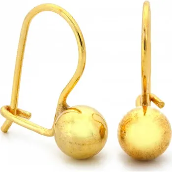 Náušnice Stříbrné náušnice 925 pozlacené, na patentku s kuličkou, elegantní klasický design