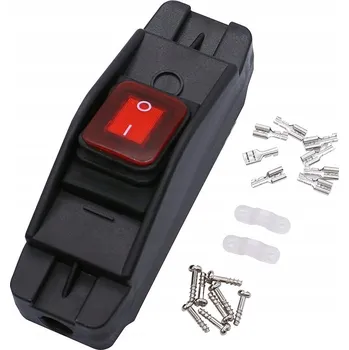 vypínač VODOTĚSNÝ SPÍNAČ 12V DC 16A INLINE S ČERVENÝM VYPÍNAČEM