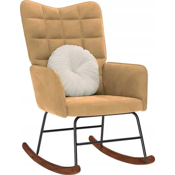 Křeslo Houpací křeslo, hnědé, čalouněné sametem