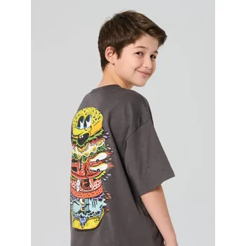 Oblečení a móda Sinsay - Bavlněné oversize tričko s potiskem SpongeBob SquarePants - šedá - 735GJ-90X - 735GJ-90X-158