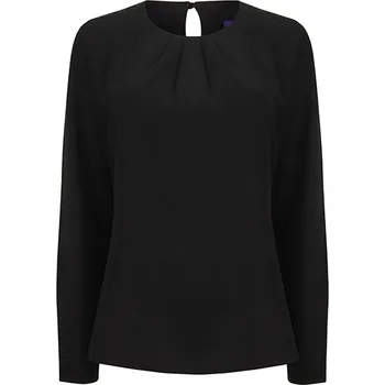 Dámská halenka Henbury Dámská halenka s dlouhým rukávem vpředu Barva: black, Velikost: 3XL G_W598