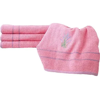 B.E.S. PETROVICE Osuška s výšivkou Levandule 65 × 130 cm, starorůžová