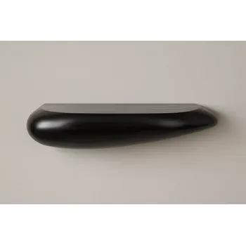 Věšák Nástěnná police z kovu, černá, 11 × 43 × 20 cm - BePureHome Rock