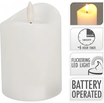 LED svíčka 10x7 cm, bílá s časovačem