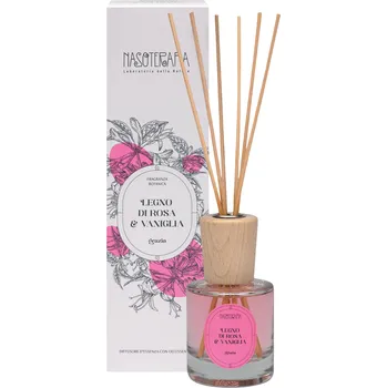 Tyčinkový aroma difuzér Nasoterapia difuzér Legno di Rosa e Vaniglia, 100 ml