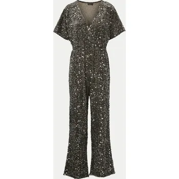 Dámský overall Pieces dámský overal zlatý s krátkým rukávem, dlouhý, velikost S