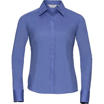 Russell Collection Dámská vypasovaná popelínová košile L/S Poly-Cotton Easy Care Barva: Corporate Blue, Velikost: M G_Z924F