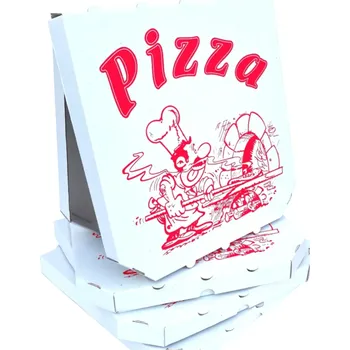 Jednorázové nádobí Krabice na pizzu 33x33x3cm bílo - hnědá, univerzální potisk Balení (50ks)