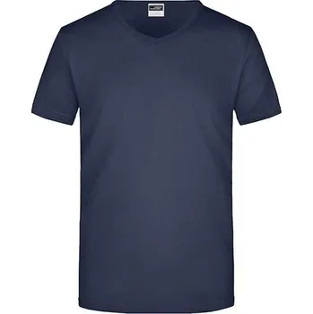 Pánská móda James&Nicholson Pánské Slim Fit V- Tričko Barva: navy, Velikost: XXL G_JN912