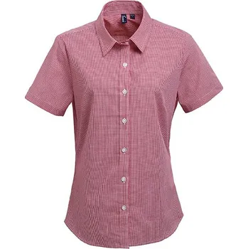 Dámská košile Premier Workwear Dámská bavlněná košile Microcheck (Gingham) s krátkým rukávem Barva: red, Velikost: S G_PW321