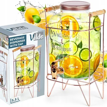 Sklenice Zavařovací Sklenice SKLENICE NÁPOJE limonáda s kohoutkem stojan 5L