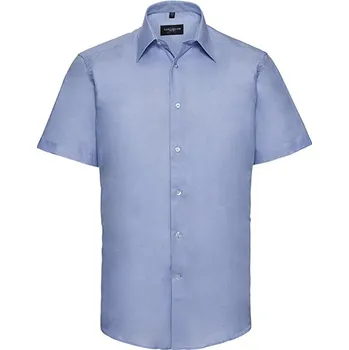 Pánská košile Russell Collection Pánská košile Oxford šitá na míru s krátkým rukávem Easy Care Barva: Oxford Blue, Velikost: 4XL (49/50) G_Z923