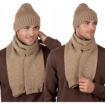 Čepice PÁNSKÝ SET ČEPICE ČEPICE, ŠÁLA, TEPLÝ, MÓDNÍ, ZIMNÍ, Polské výroba 23001