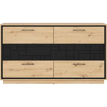 Komoda PONT komoda KOM6S, dub artisan/černý mat 160x90x42 (SxVxH)