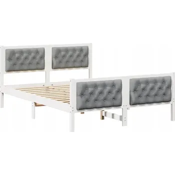 Postel Rám postele Světle šedá 140 x 190 cm Masivní borové dřevo