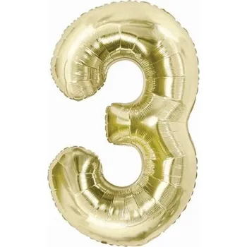 Balónek BALÓNEK ČÍSLICE 3 FÓLIOVÝ ŠAMPAŇSKÝ NA HELIUM 85 CM