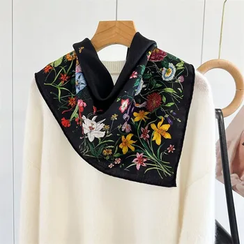 Šátek Šátek 30% hedvábí, 70% vlna, 65x65 cm - Luxusní jemný šátek s ručně rolovaným lemem