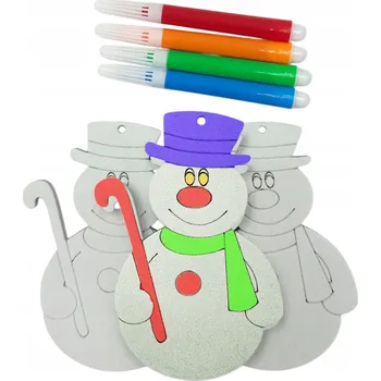 Vánoční dekorace Sada 3 Vánoční Koule k malování + 4 fixy na sněhuláka 10 cm DIY Vánoční Baňky