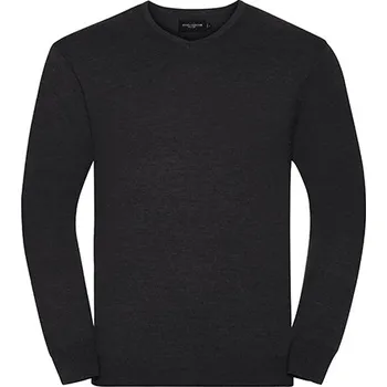 Pánský svetr Russell Collection Pánský pletený svetr s výstřihem do V Barva: Charcoal Marl, Velikost: XXS G_Z710