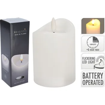 LED svíčka 20x7 cm, bílá s časovačem