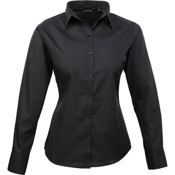 Dámská košile Premier Workwear Dámská popelínová halenka s dlouhým rukávem Barva: Black (ca. Pantone Black C), Velikost: 46 (XXL/18) G_PW300