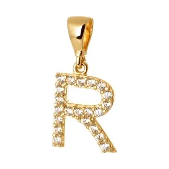 Šperk Přívěšek ze žlutého zlata písmeno R ZZ1493RF + dárek zdarma